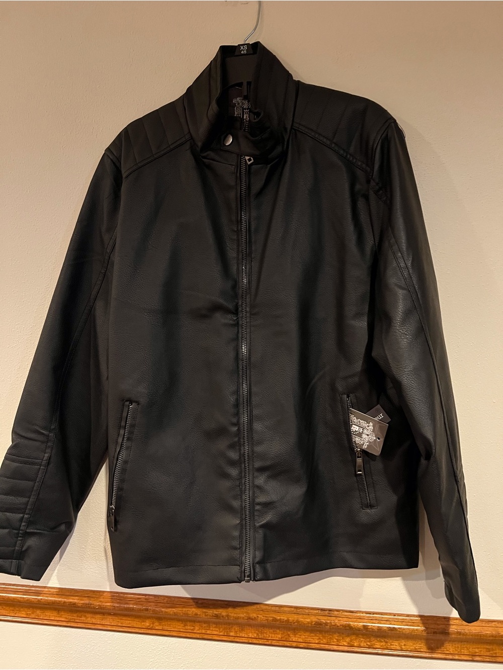 Men's Black Faux Leather Performance Jacket